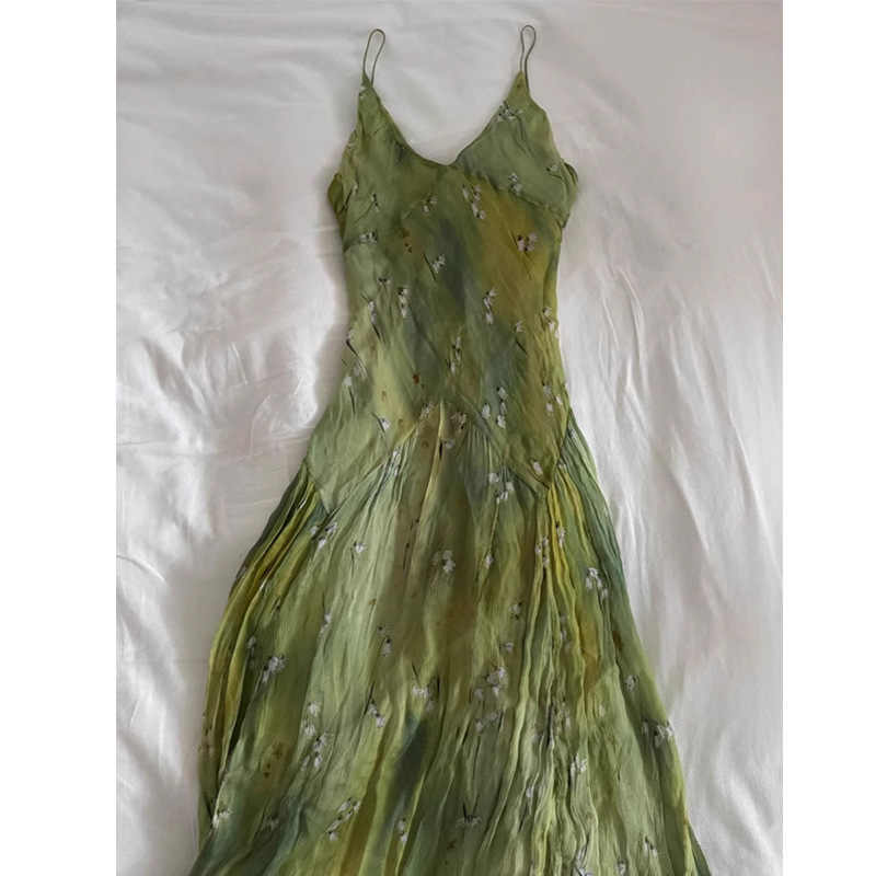 French Vintage Floral Midi Dress - Váy midi họa tiết hoa kiểu