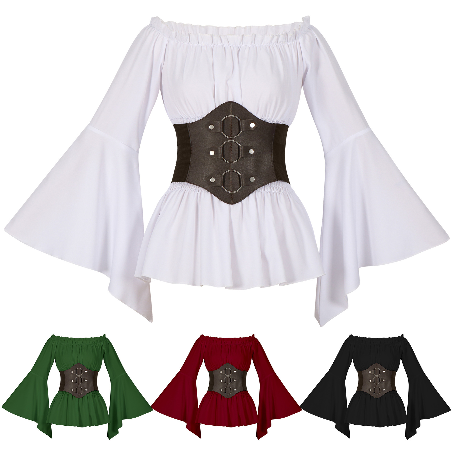 Blouses - Medieval Victorian Pirate Shirt Off Shoulder