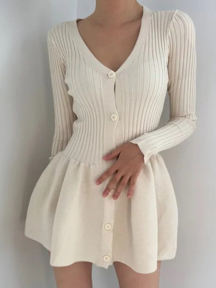 Women's White Knit A-Line Dres - đánh giá và giá French Vintage Floral Midi Dress