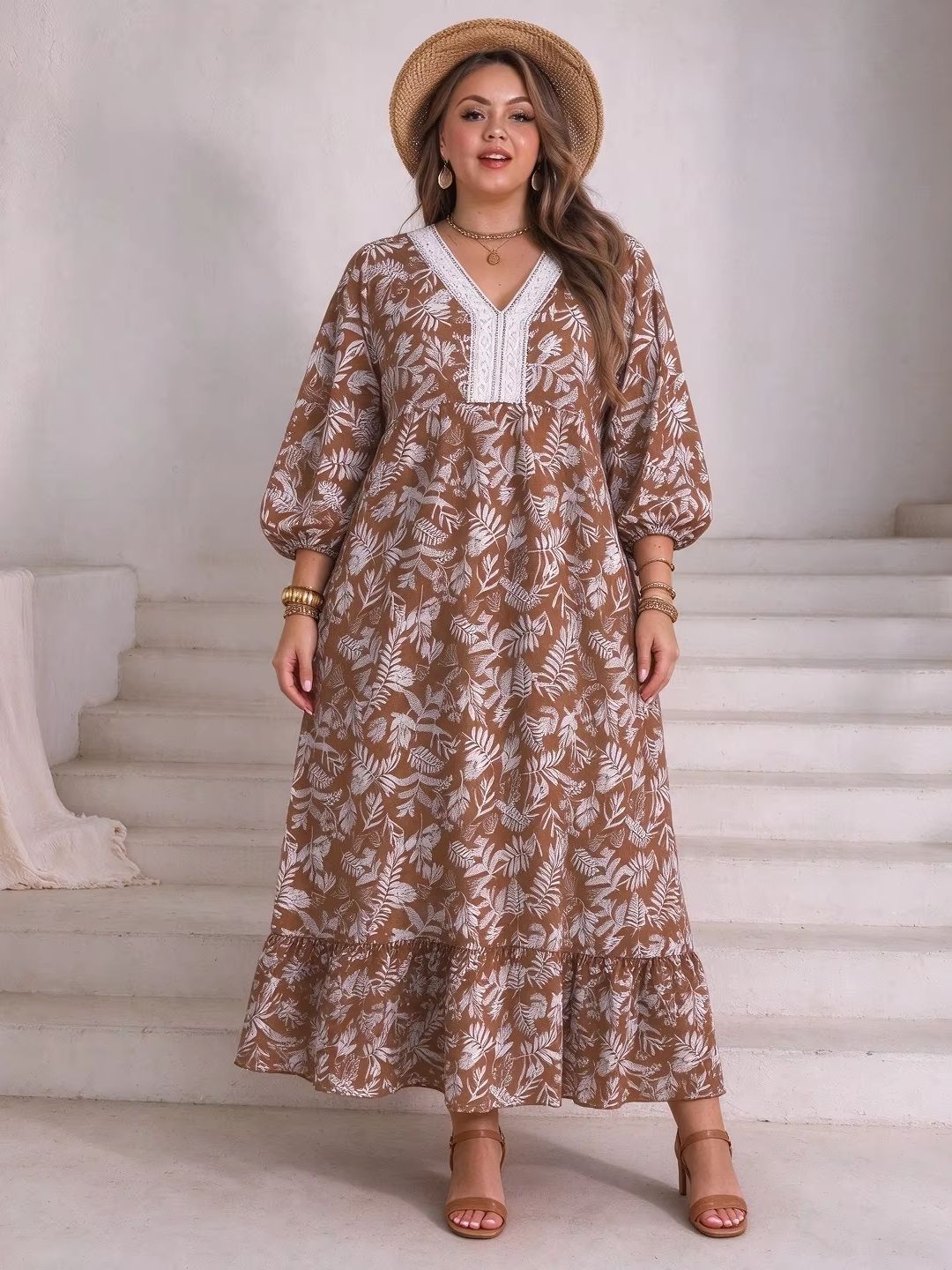 Plus Size Women Leaf Floral Ma - đánh giá và giá Boho Summer Beach Maxi Dress
