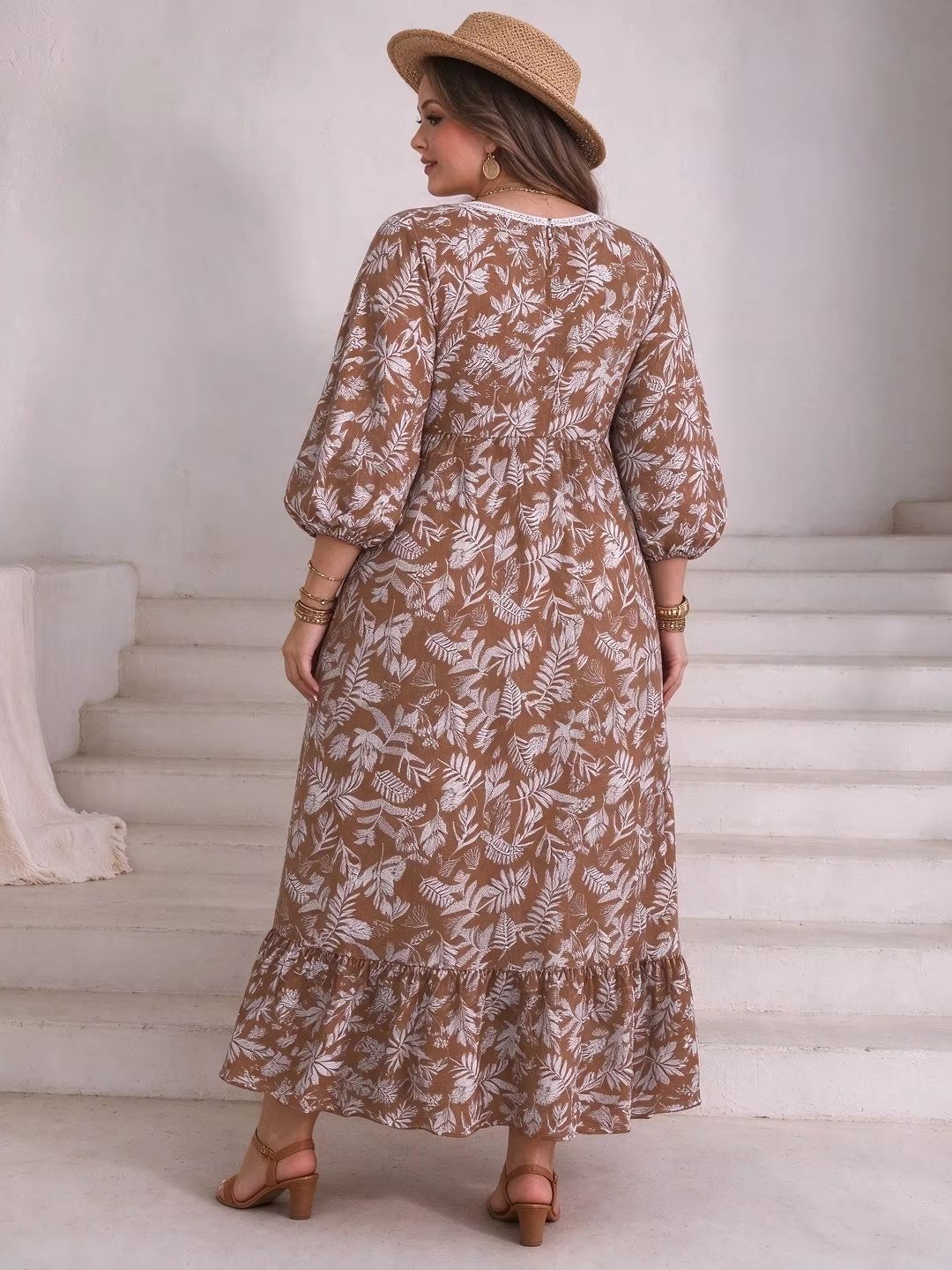 Plus Size Women Leaf Floral Ma - đánh giá và giá Boho Summer Beach Maxi Dress