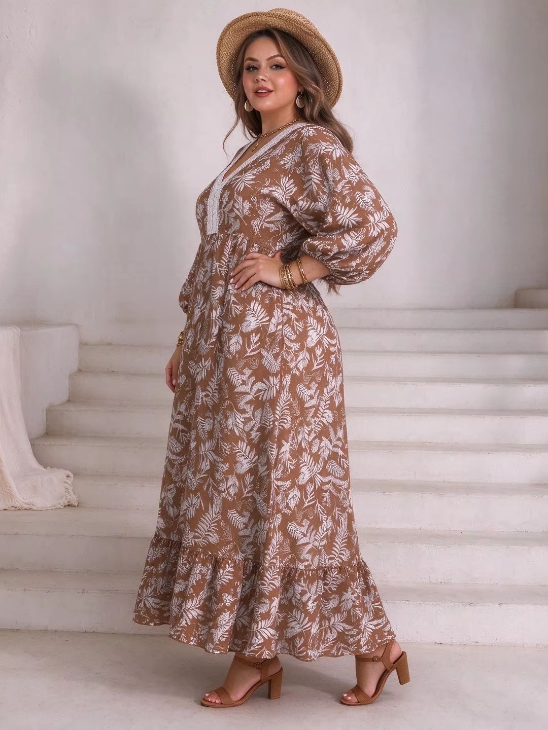 Plus Size Women Leaf Floral Ma - đánh giá và giá Boho Summer Beach Maxi Dress