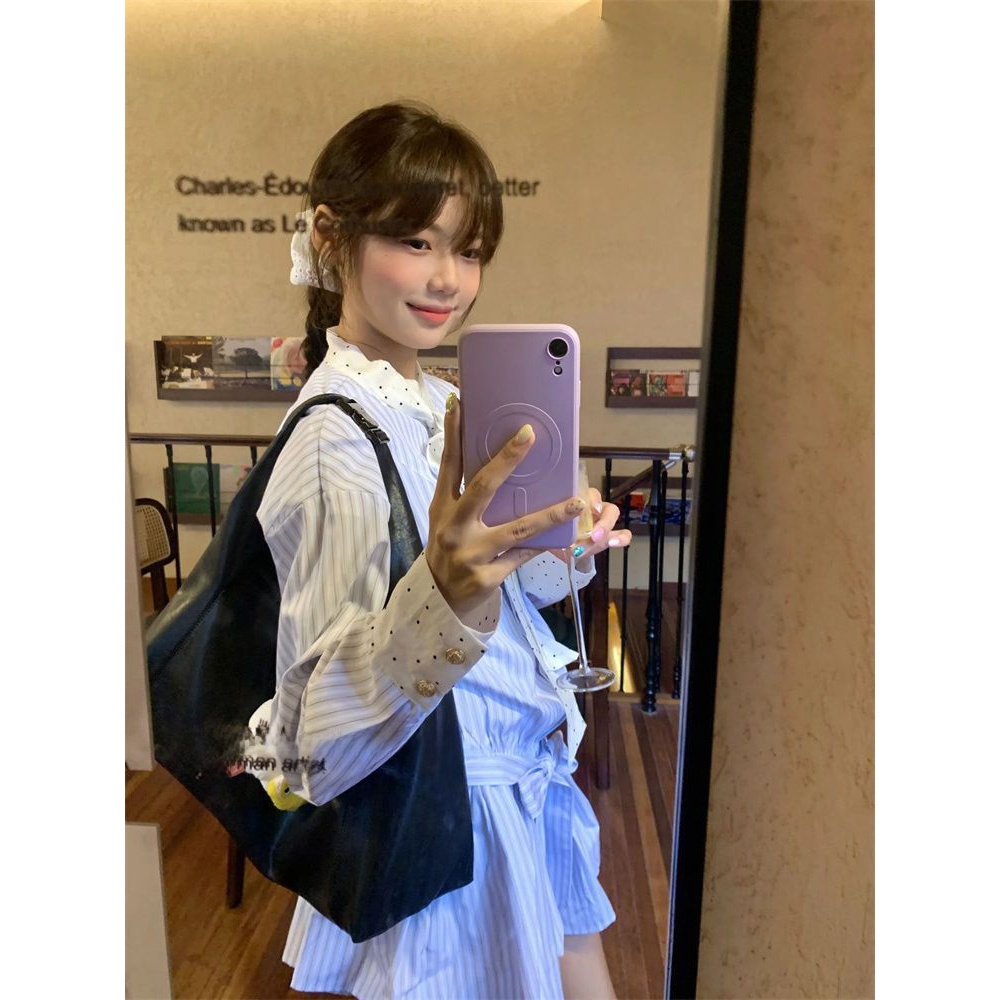 Korean Sweet School Style Stri - đánh giá và giá Korean Style A Line Shirt Dress