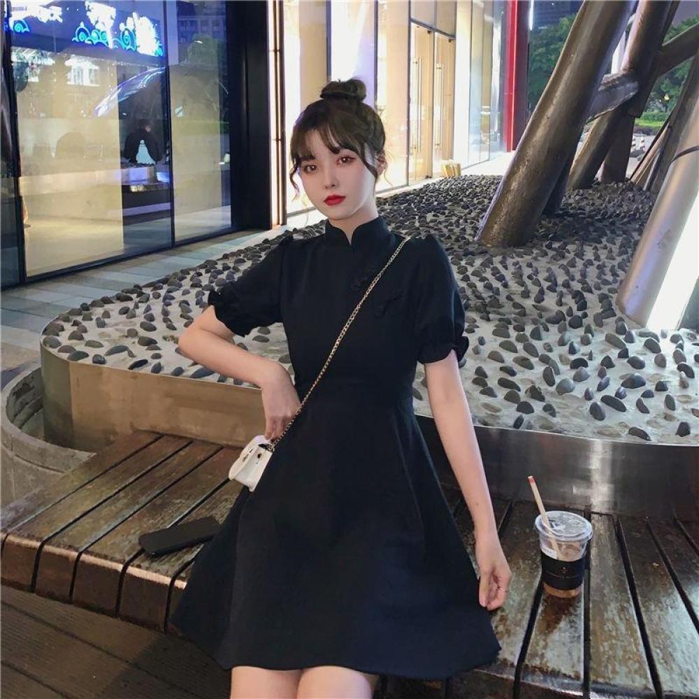 Modified Cheongsam Dress Women - đánh giá và giá French Vintage Floral Midi Dress