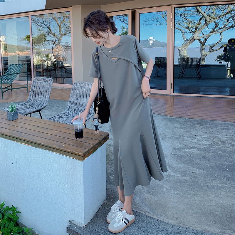 Lazy Style Hollow Out Solid Si - đánh giá và giá Korean Style A Line Shirt Dress