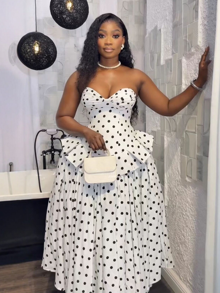 Đầm dài chấm bi không dây phon - đánh giá và giá French Vintage Floral Midi Dress