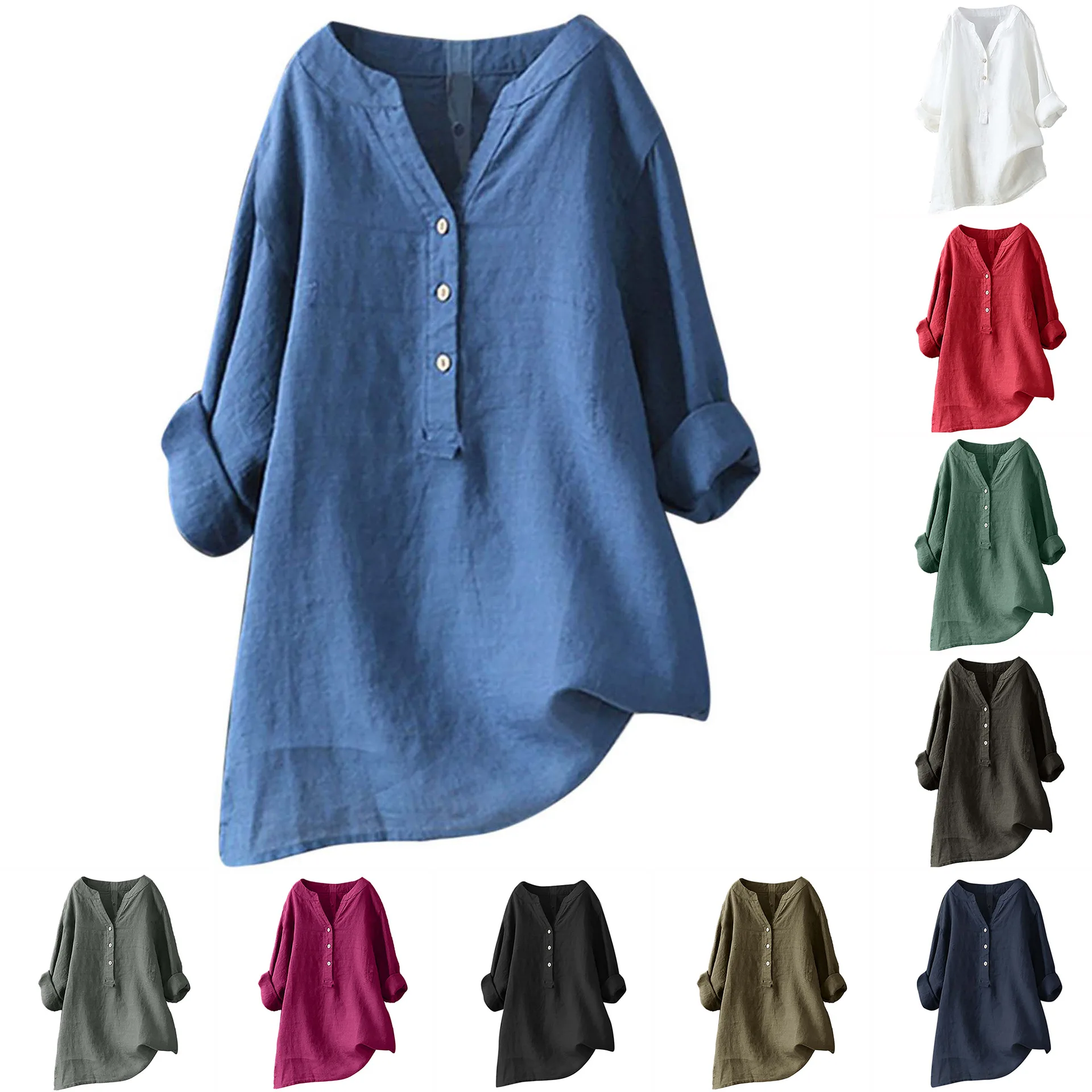 Unisex Women Men Cotton Linen  - đánh giá và giá Casual Loose Linen Shirt Dress