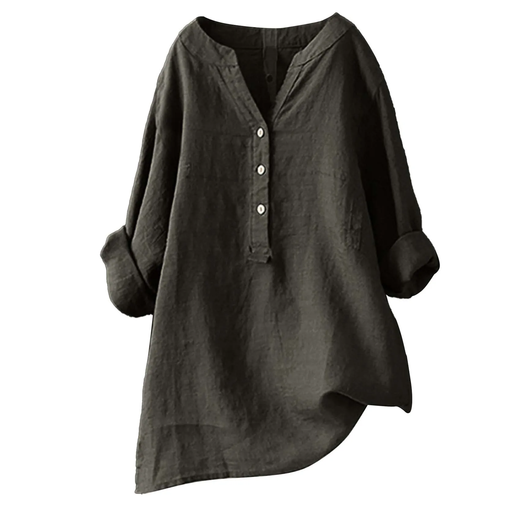 Unisex Women Men Cotton Linen  - đánh giá và giá Casual Loose Linen Shirt Dress