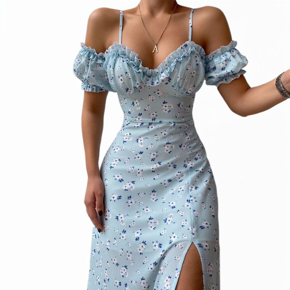 Women Summer Floral Dress Fren - đánh giá và giá French Vintage Floral Midi Dress