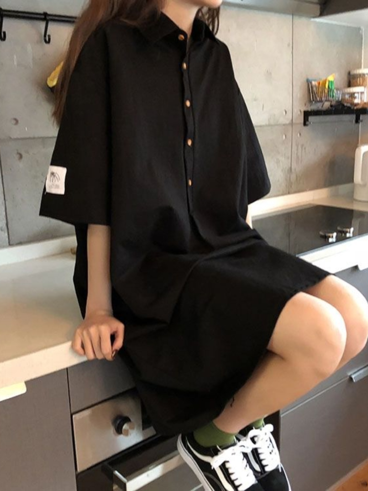 plus Size Shirt Dress Slimming - đánh giá và giá Korean Style A Line Shirt Dress