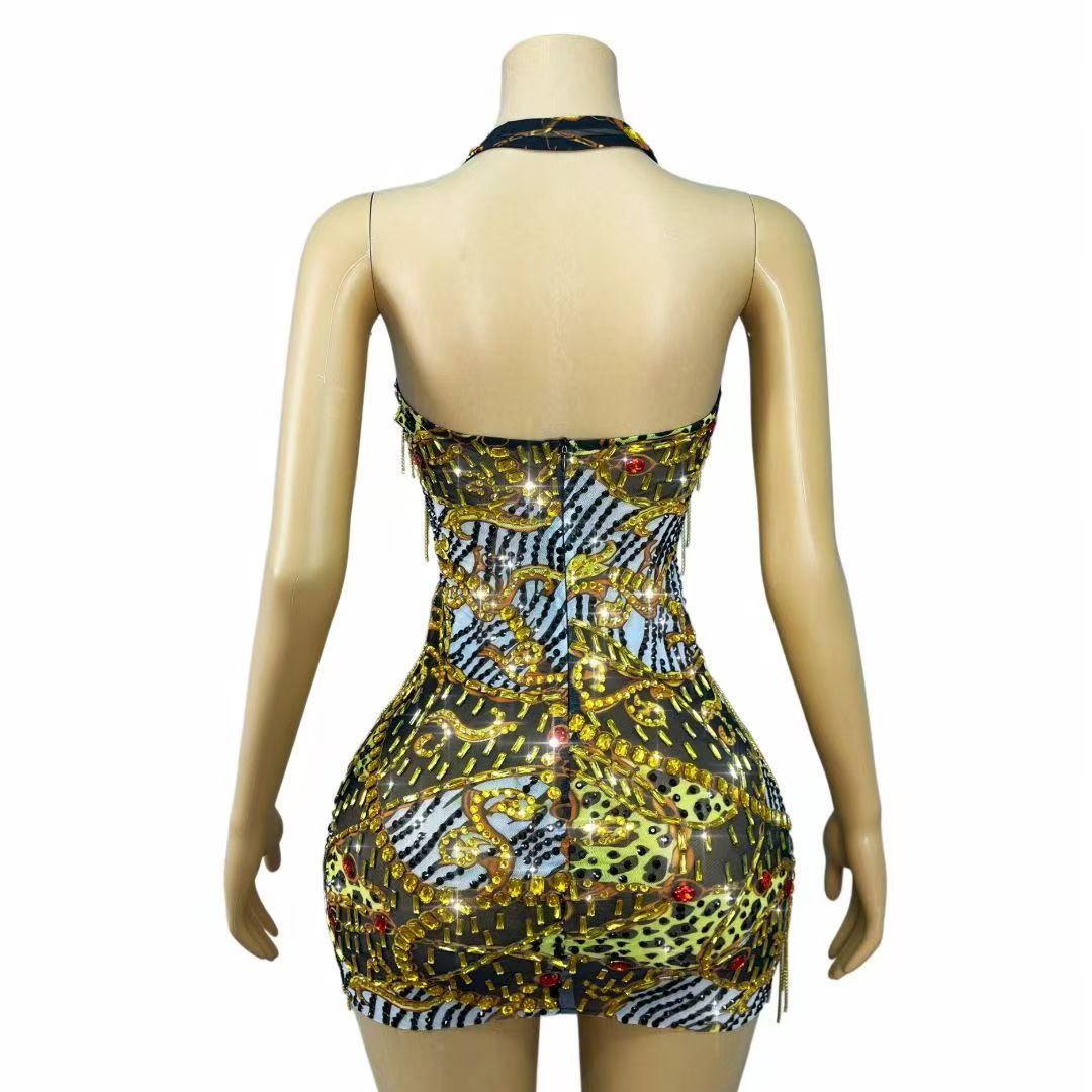Sparkly Gold Rhinestones Chain - đánh giá và giá Sparkly Rhinestone Club Party Dress