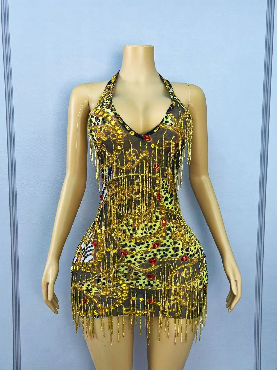 Sparkly Gold Rhinestones Chain - đánh giá và giá Sparkly Rhinestone Club Party Dress