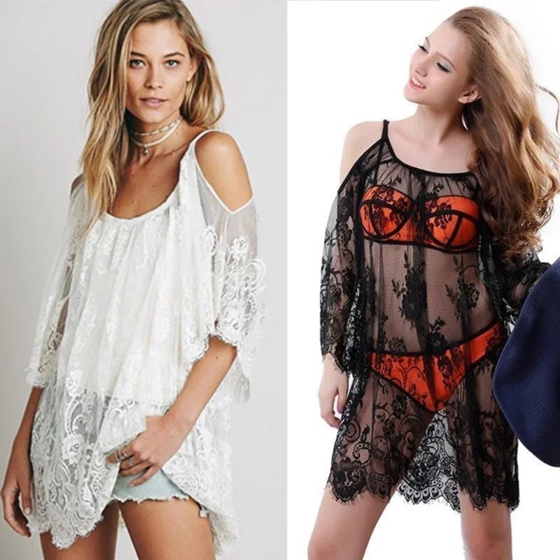 Women Sexy Lace Crochet Cover  - đánh giá và giá Boho Summer Beach Maxi Dress