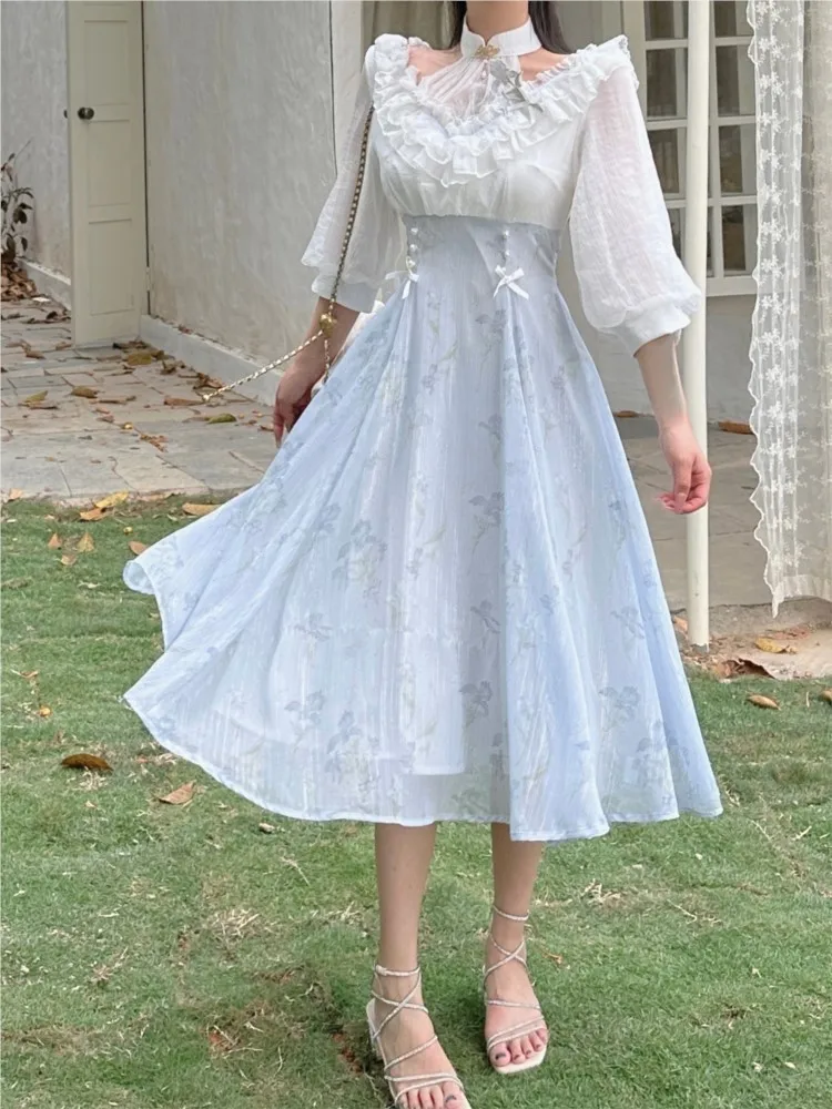 Elelgant Women Summer French V - đánh giá và giá French Vintage Floral Midi Dress