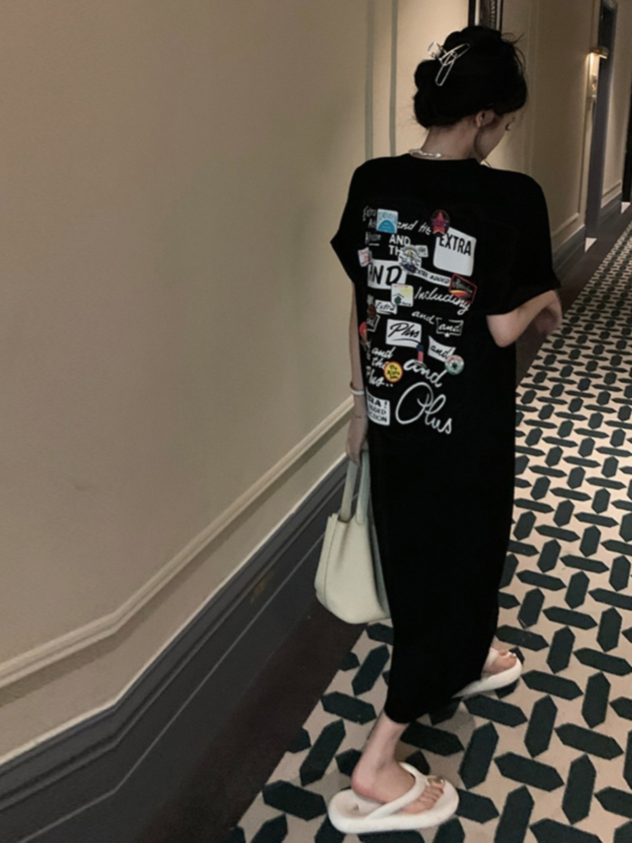 Black Short Sleeve T-Shirt Dre - đánh giá và giá Korean Style A Line Shirt Dress