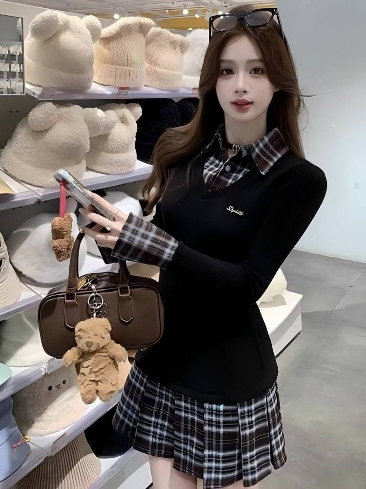 Korean Style Slim Fit  Collar  - đánh giá và giá Korean Style A Line Shirt Dress