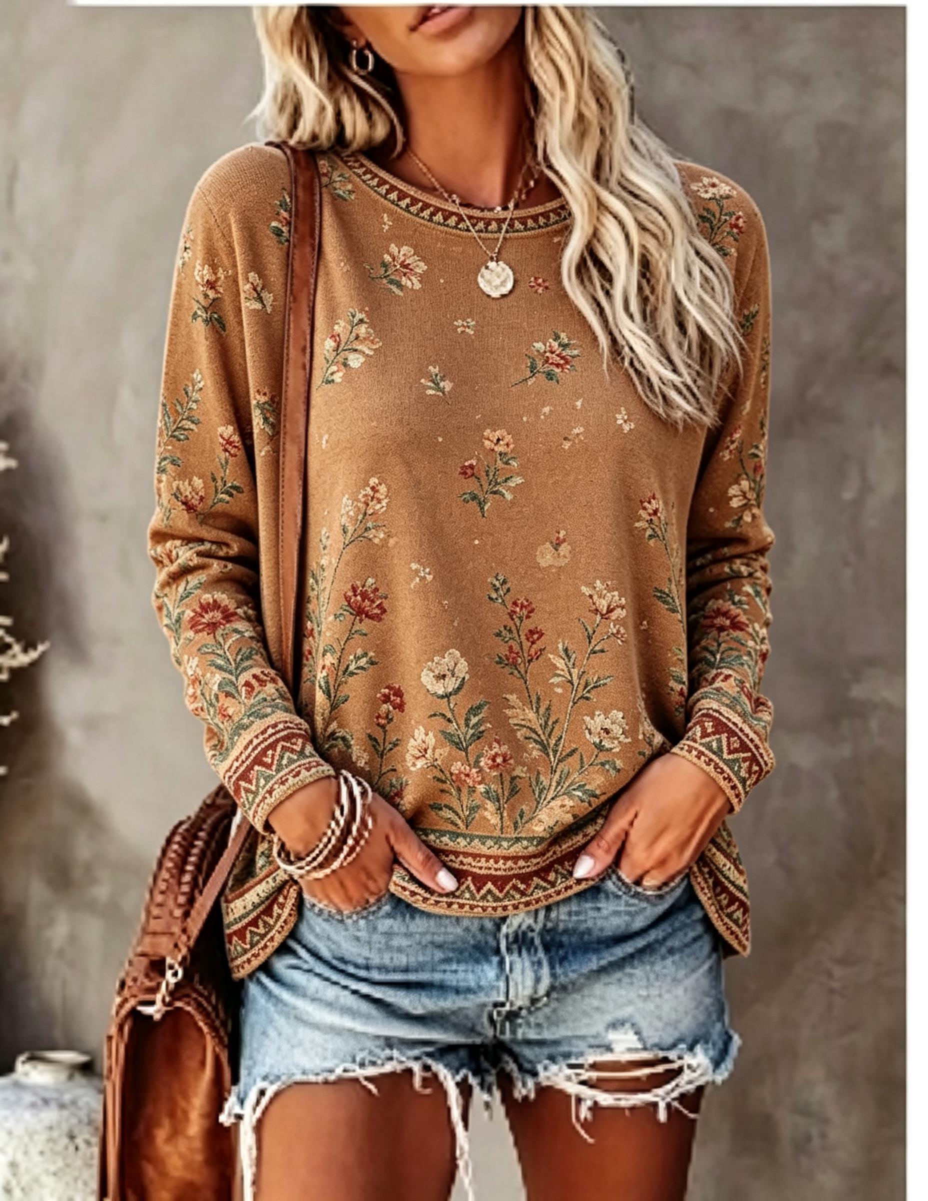 Women Crew Neck Long Sleeve T‑ - đánh giá và giá Blouses